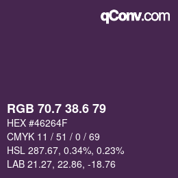 カラーコード: RGB 70.7 38.6 79 | qconv.com