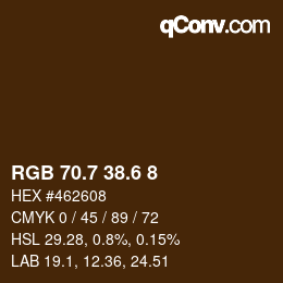 カラーコード: RGB 70.7 38.6 8 | qconv.com