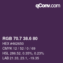 カラーコード: RGB 70.7 38.6 80 | qconv.com