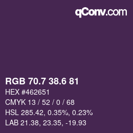カラーコード: RGB 70.7 38.6 81 | qconv.com
