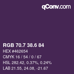カラーコード: RGB 70.7 38.6 84 | qconv.com
