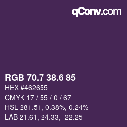 カラーコード: RGB 70.7 38.6 85 | qconv.com
