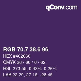 カラーコード: RGB 70.7 38.6 96 | qconv.com
