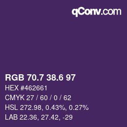 カラーコード: RGB 70.7 38.6 97 | qconv.com
