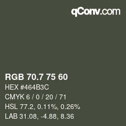 カラーコード: RGB 70.7 75 60 | qconv.com