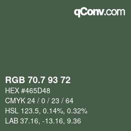 カラーコード: RGB 70.7 93 72 | qconv.com