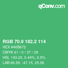 カラーコード: RGB 70.9 182.2 114 | qconv.com