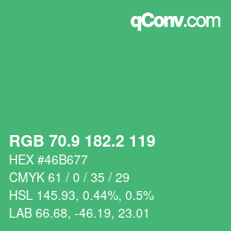 カラーコード: RGB 70.9 182.2 119 | qconv.com