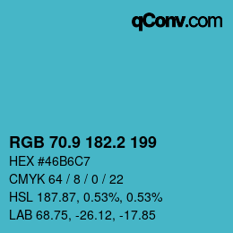 Color code: RGB 70.9 182.2 199 | qconv.com