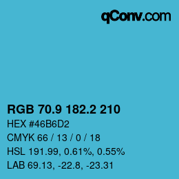 カラーコード: RGB 70.9 182.2 210 | qconv.com