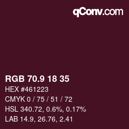 Color code: RGB 70.9 18 35 | qconv.com