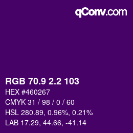 カラーコード: RGB 70.9 2.2 103 | qconv.com