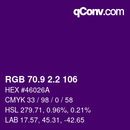 カラーコード: RGB 70.9 2.2 106 | qconv.com
