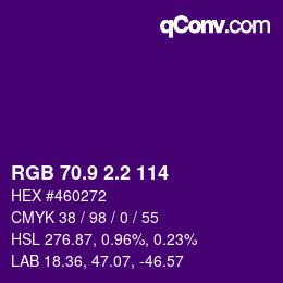 カラーコード: RGB 70.9 2.2 114 | qconv.com