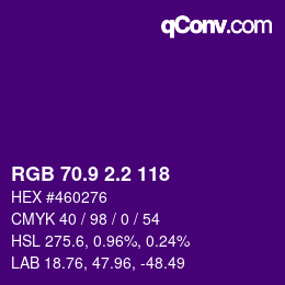 カラーコード: RGB 70.9 2.2 118 | qconv.com