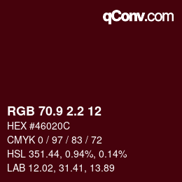 カラーコード: RGB 70.9 2.2 12 | qconv.com
