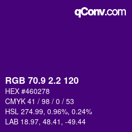 カラーコード: RGB 70.9 2.2 120 | qconv.com