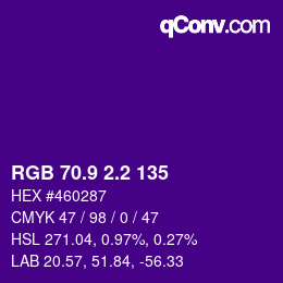 カラーコード: RGB 70.9 2.2 135 | qconv.com