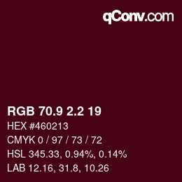 カラーコード: RGB 70.9 2.2 19 | qconv.com