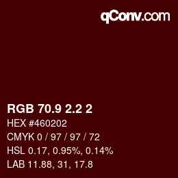Color code: RGB 70.9 2.2 2 | qconv.com