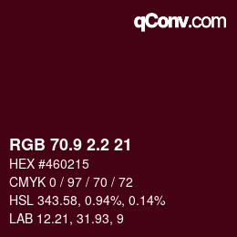 Color code: RGB 70.9 2.2 21 | qconv.com