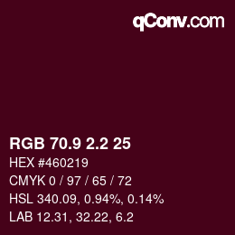 カラーコード: RGB 70.9 2.2 25 | qconv.com