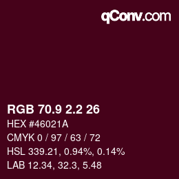 Color code: RGB 70.9 2.2 26 | qconv.com