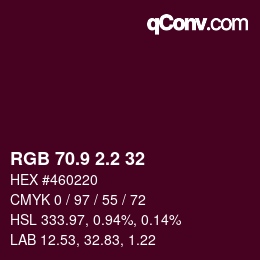 カラーコード: RGB 70.9 2.2 32 | qconv.com