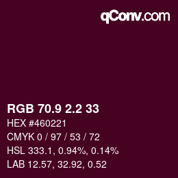 カラーコード: RGB 70.9 2.2 33 | qconv.com