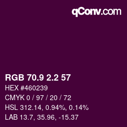 カラーコード: RGB 70.9 2.2 57 | qconv.com