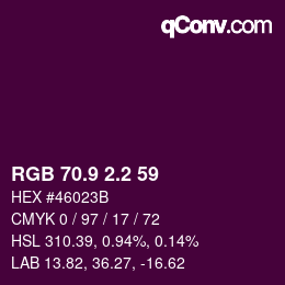 カラーコード: RGB 70.9 2.2 59 | qconv.com