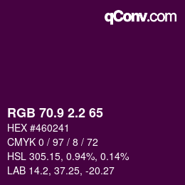 カラーコード: RGB 70.9 2.2 65 | qconv.com