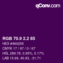 カラーコード: RGB 70.9 2.2 85 | qconv.com