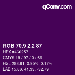 カラーコード: RGB 70.9 2.2 87 | qconv.com