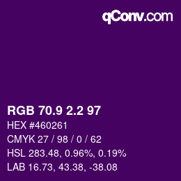カラーコード: RGB 70.9 2.2 97 | qconv.com
