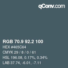 Color code: RGB 70.9 92.2 100 | qconv.com