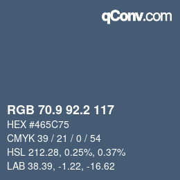 カラーコード: RGB 70.9 92.2 117 | qconv.com