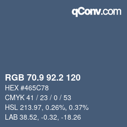 Color code: RGB 70.9 92.2 120 | qconv.com