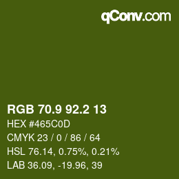 カラーコード: RGB 70.9 92.2 13 | qconv.com