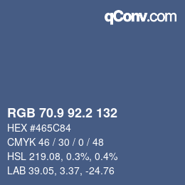 Farbcode: RGB 70.9 92.2 132 | qconv.com