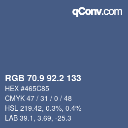 Farbcode: RGB 70.9 92.2 133 | qconv.com