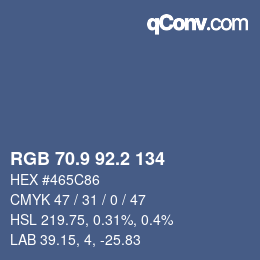 カラーコード: RGB 70.9 92.2 134 | qconv.com