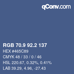 カラーコード: RGB 70.9 92.2 137 | qconv.com