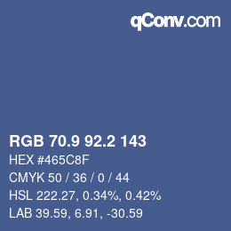 Color code: RGB 70.9 92.2 143 | qconv.com