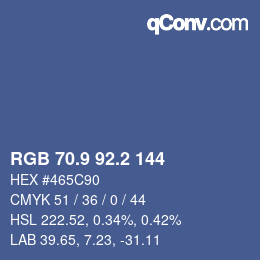 カラーコード: RGB 70.9 92.2 144 | qconv.com