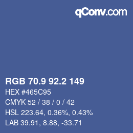 カラーコード: RGB 70.9 92.2 149 | qconv.com