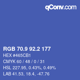 カラーコード: RGB 70.9 92.2 177 | qconv.com