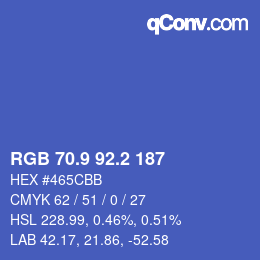 カラーコード: RGB 70.9 92.2 187 | qconv.com