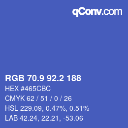 カラーコード: RGB 70.9 92.2 188 | qconv.com