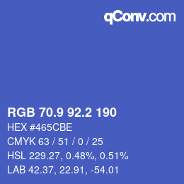 カラーコード: RGB 70.9 92.2 190 | qconv.com